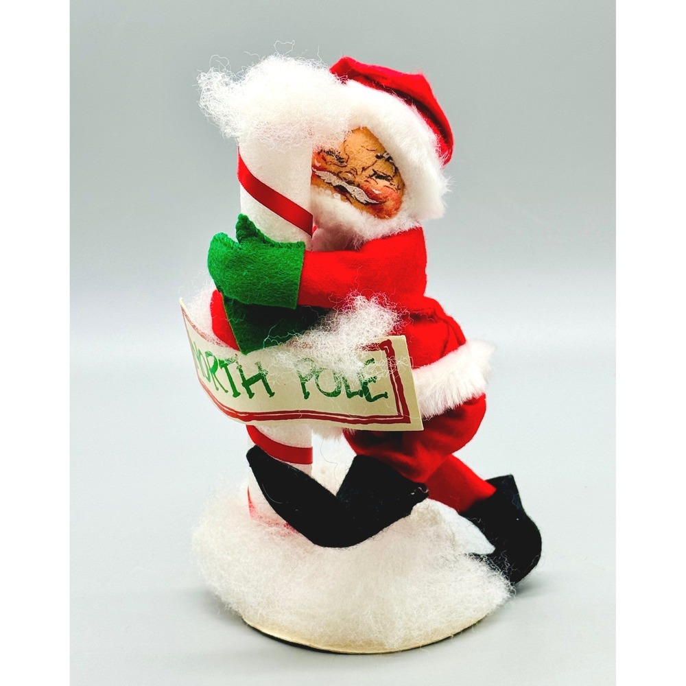 Annalee Santa North Pole Candy Cane Figurine 8 inch 1987